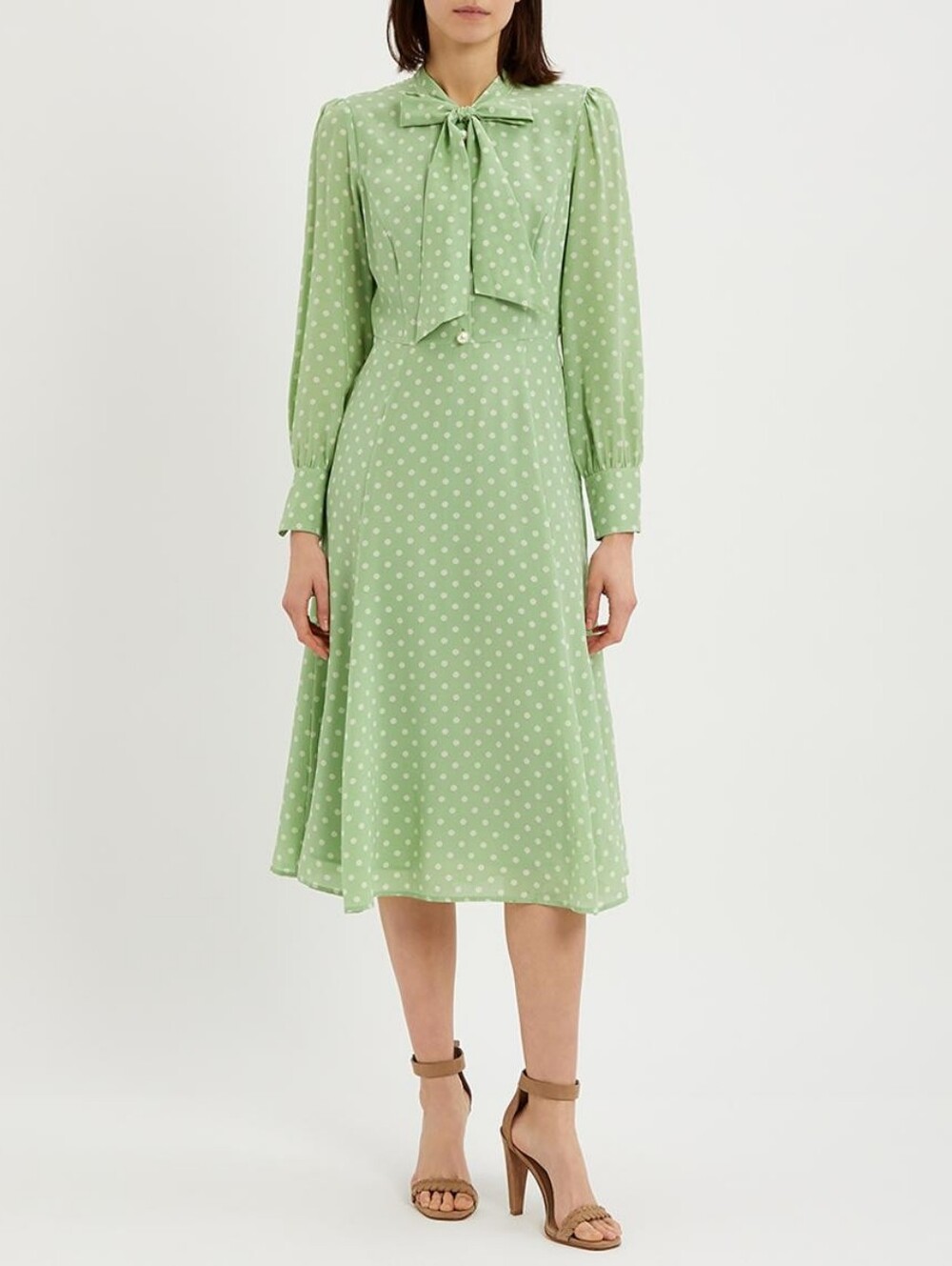 LK Bennett | Green Mortimer Tie Neck Silk Dress